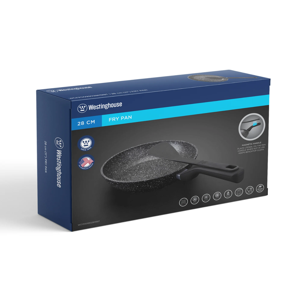 Sartén Westinghouse con Volteador Magnético | 28 cm | Aluminio fundido | Negro