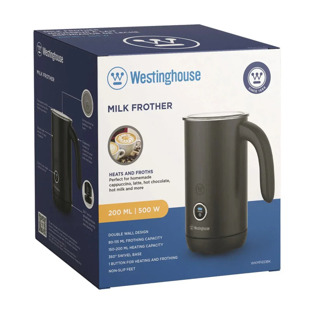 Espumador de Leche Westinghouse WKMF651BK | Inalámbrico | Recargable | Color Negro
