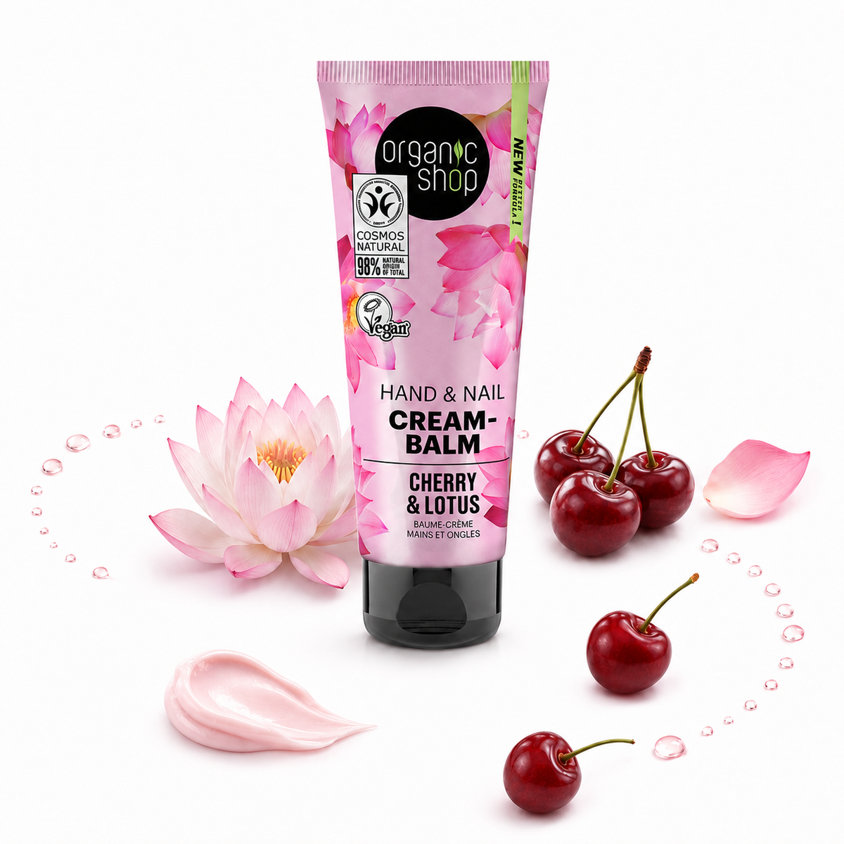 Organic Shop Crema manos y uñas cereza y flor de loto 75 ml