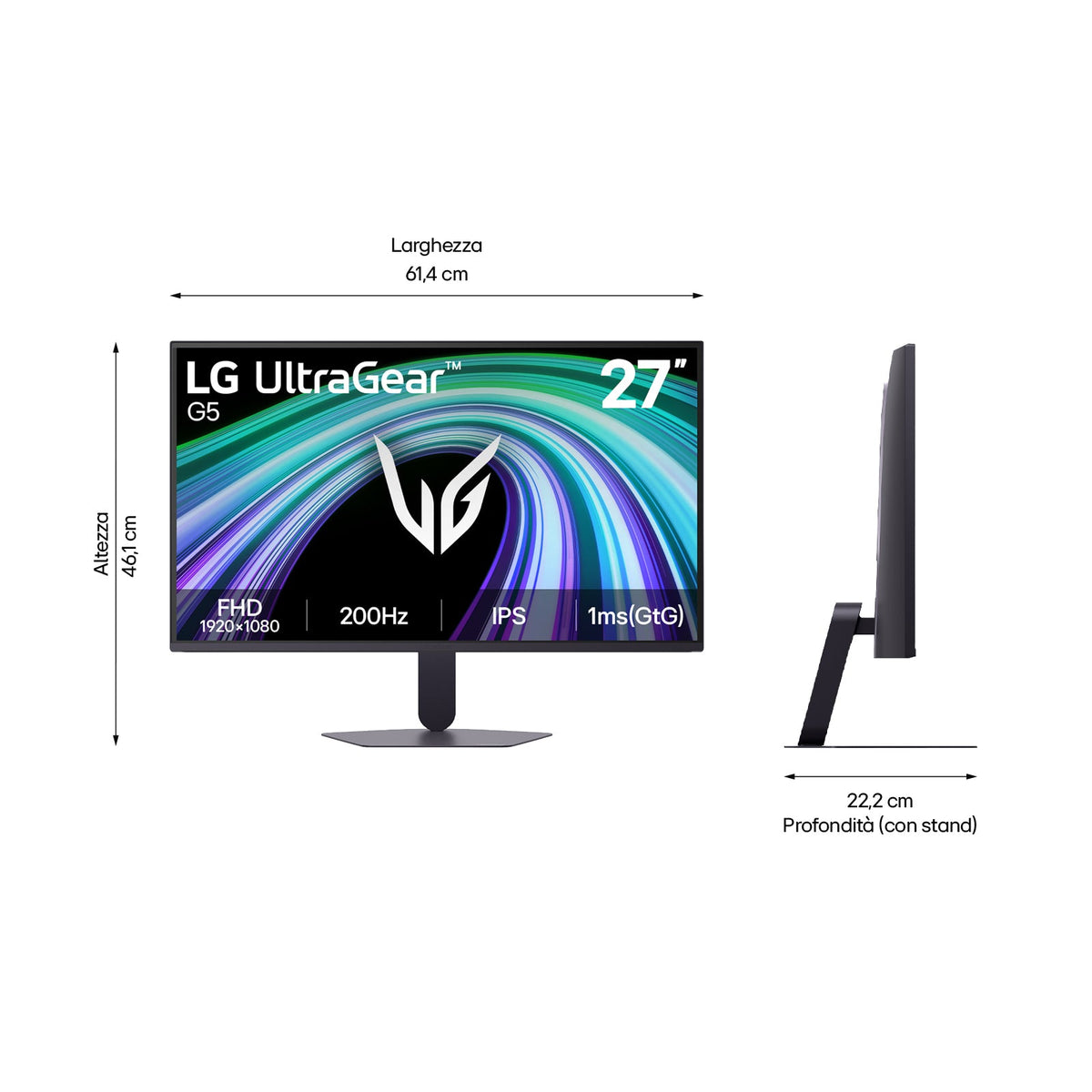 LG Monitor Gaming IPS 27" FHD 200 Hz, 27G523B