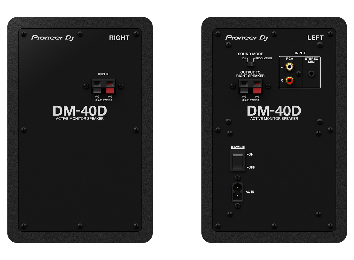 ALPHATHETA DM-40D monitor de estudio - vista de conexiones traseras