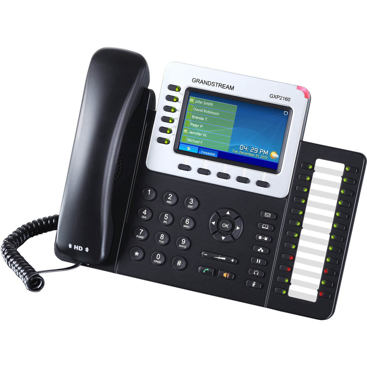 Grandstream GXP2160 Teléfono IP de 6 Líneas, 6 Cuentas SIP, PoE, Gigabit y Pantalla Color de 4.3"