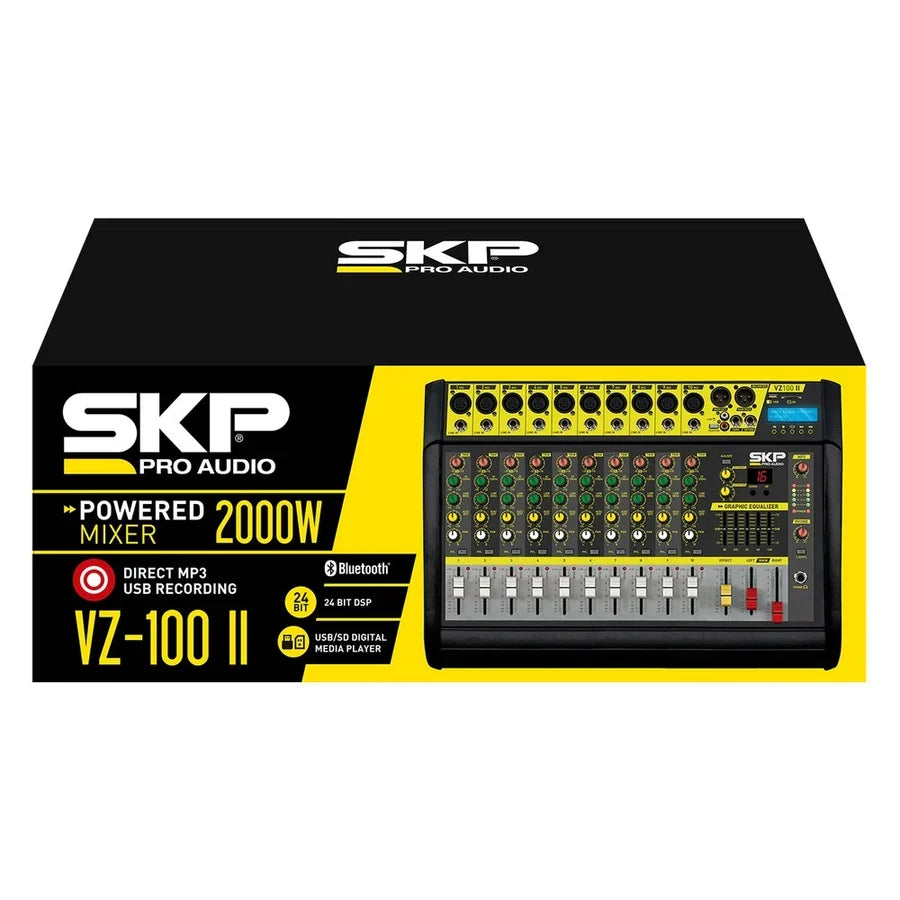 SKP VZ-100II mezcladora amplificada 10 canales 250W RMS x 2 a 4 ohms