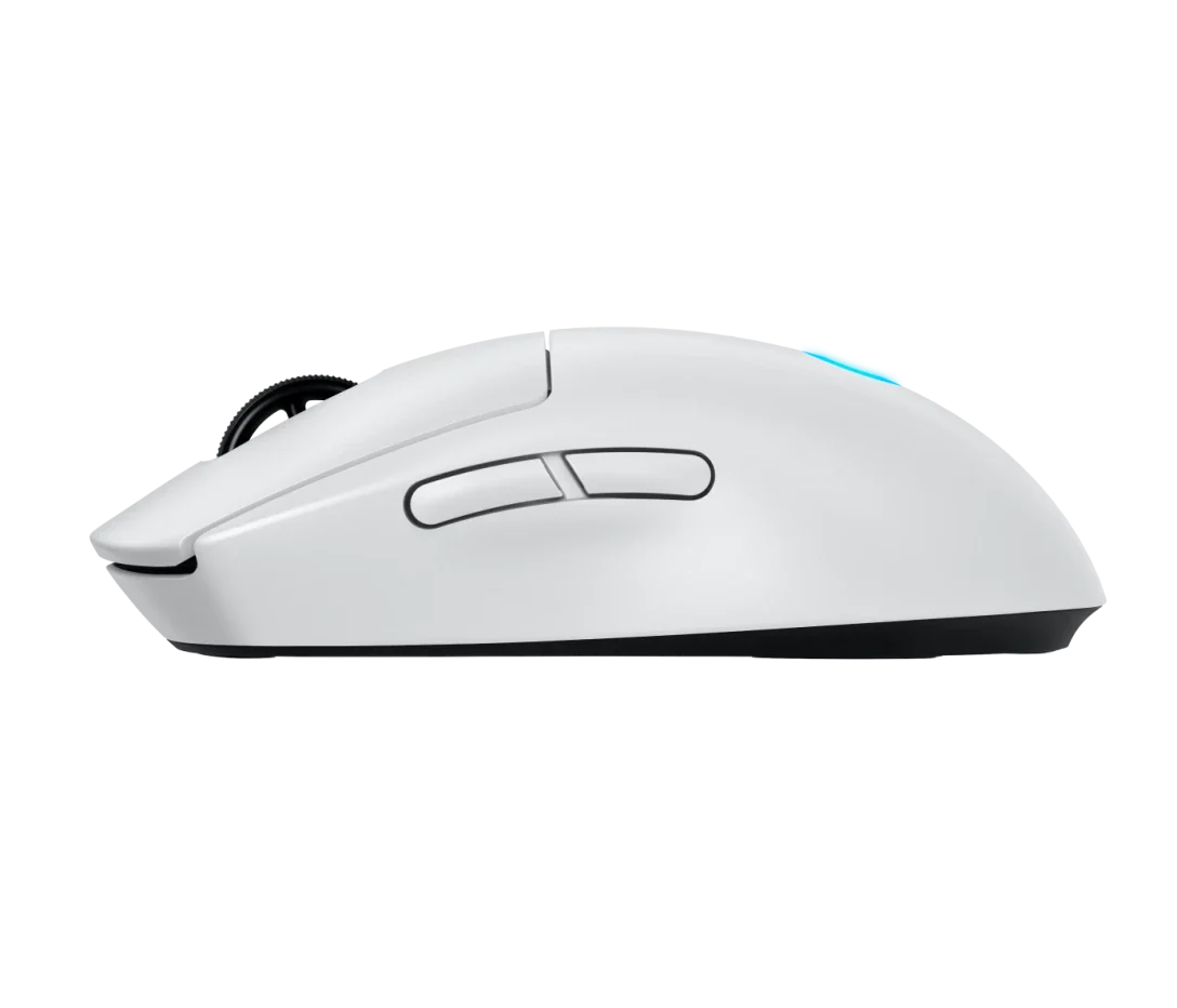 Logitech PRO 2 Lightspeed vista en ángulo mostrando peso ajustable