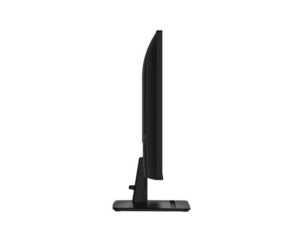 Monitor MSI PRO MP271 E14A en configuración de escritorio mostrando conectividad y ergonomía