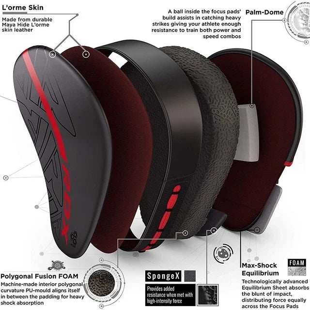 RDX Almohadillas Focus Negro/Rojo, F6 Kara
