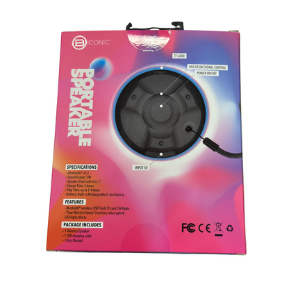 Biconic parlante portátil BT/FM/AUX, BC-AU-BS-123-AC