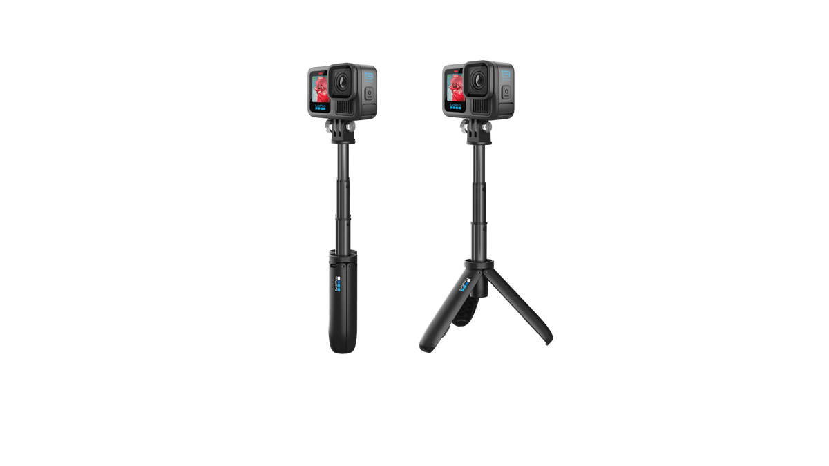 GoPro Shorty extendida a máxima longitud con cámara GoPro montada