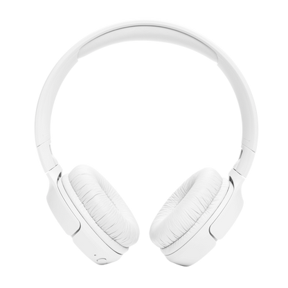 Audífonos JBL Tune 520BT blancos vista frontal con diadema ajustable