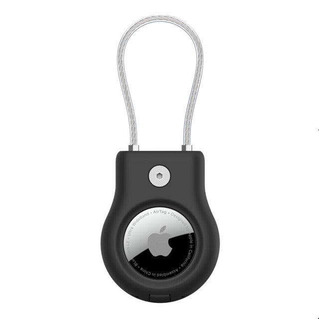Estuche Belkin negro para Apple AirTag vista frontal con cierre seguro