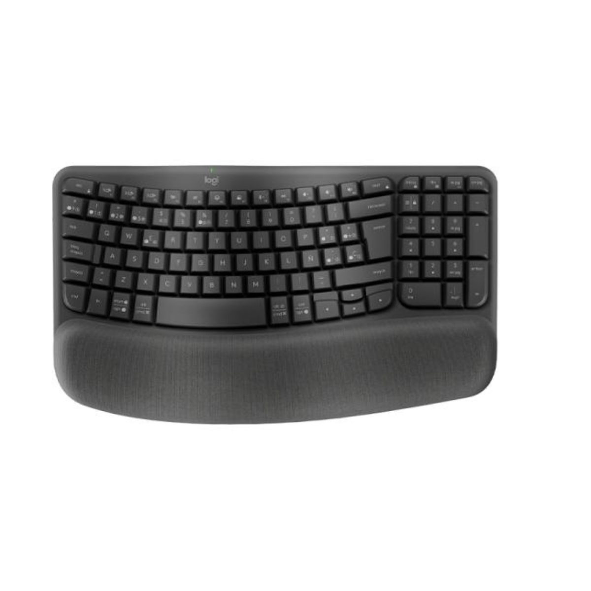 Teclado Logitech Wave Keys Business vista frontal completa con distribución QWERTY en español