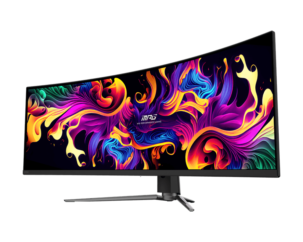 Monitor gaming MSI MPG 491CQP vista lateral derecha mostrando el grosor del panel