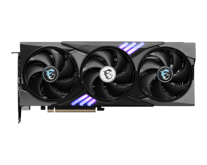 Tarjeta video MSI GeForce RTX 5060 Gaming Trio OC vista frontal con triple ventilador