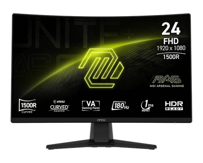 Monitor gaming MSI MAG 242C curvo 23.6 pulgadas vista frontal completa