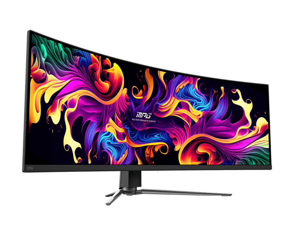 Monitor MSI MPG 491CQP vista posterior con puertos de conexión y ventilación