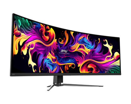 Monitor MSI MPG 491CQP vista posterior con puertos de conexión y ventilación