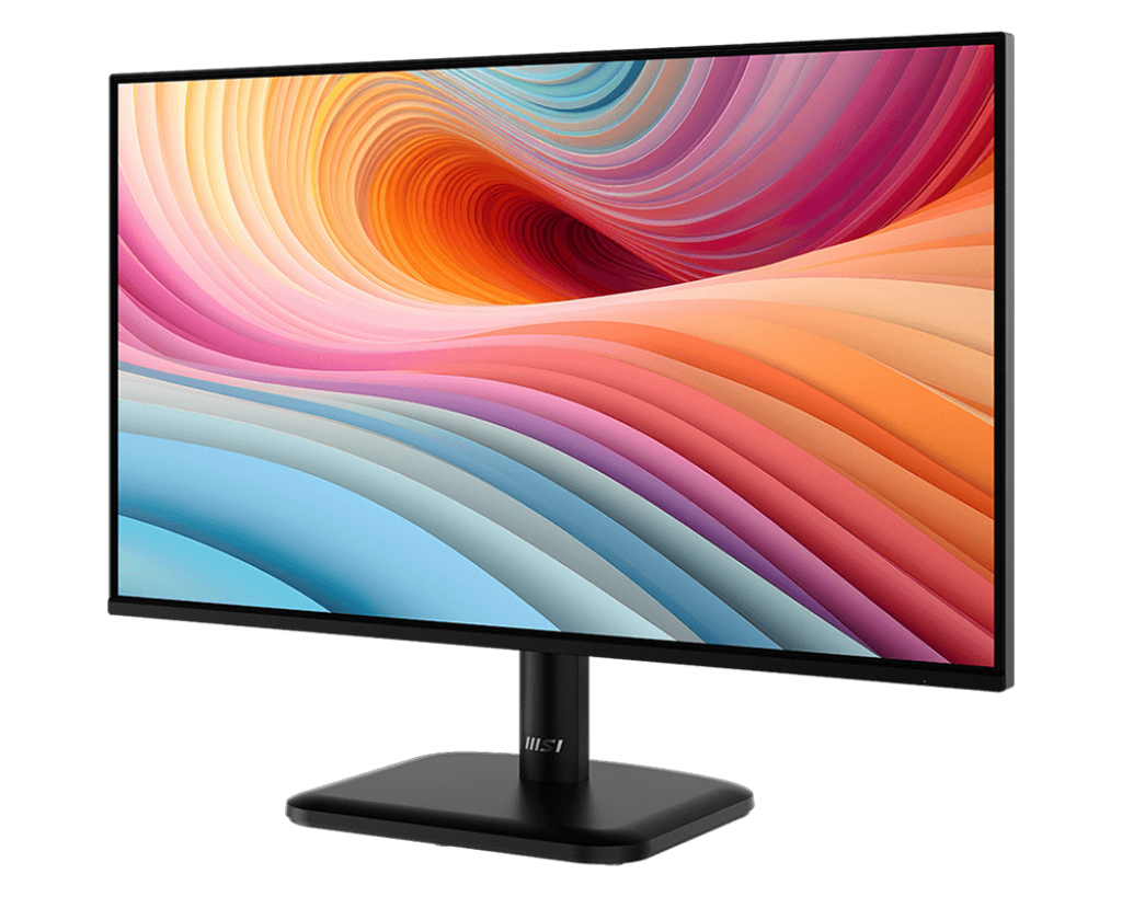 Monitor MSI 24.5 pulgadas vista trasera con logo MSI y ventilación