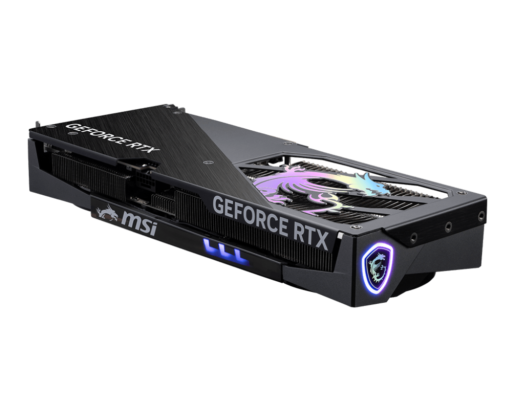 Tarjeta gráfica MSI RTX 5060 vista trasera con backplate reforzado
