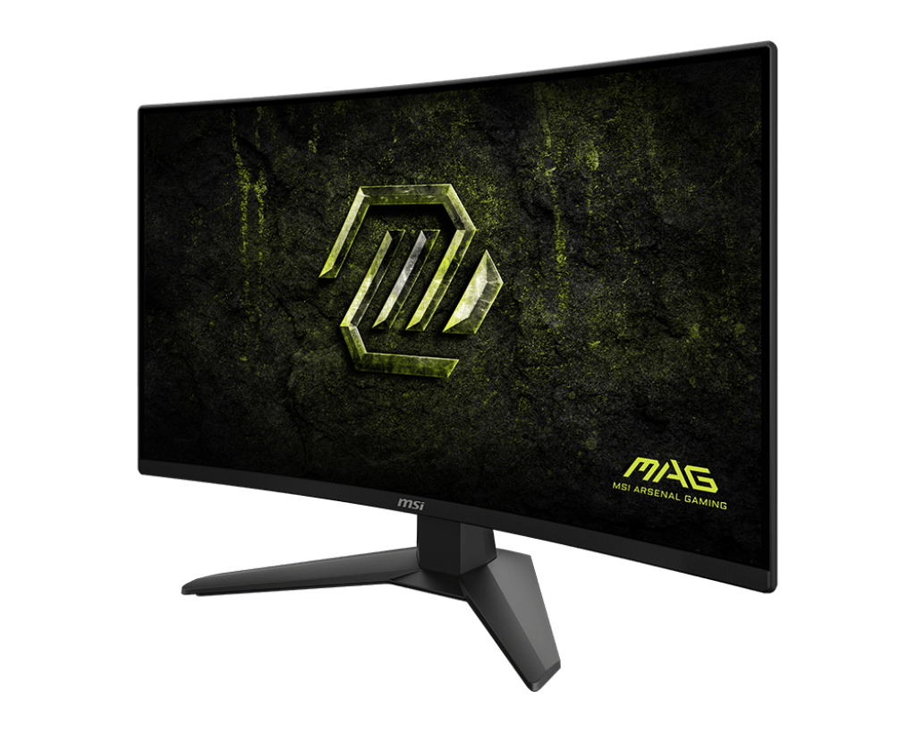 Monitor MSI MAG 274CF X24 vista posterior con puertos de conexión y ventilación