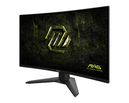 Monitor MSI MAG 274CF X24 vista posterior con puertos de conexión y ventilación