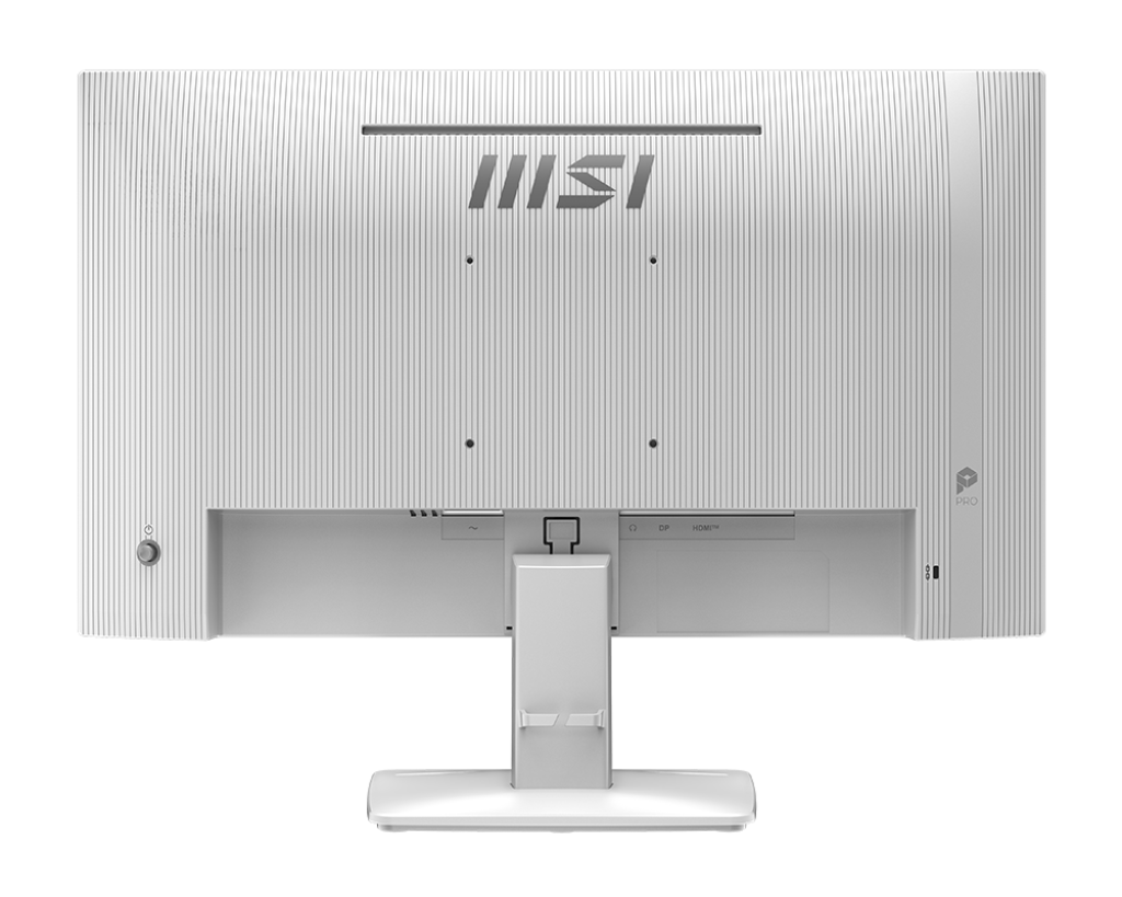 Monitor MSI PRO MP243W E14 ángulo superior mostrando bisel delgado IPS