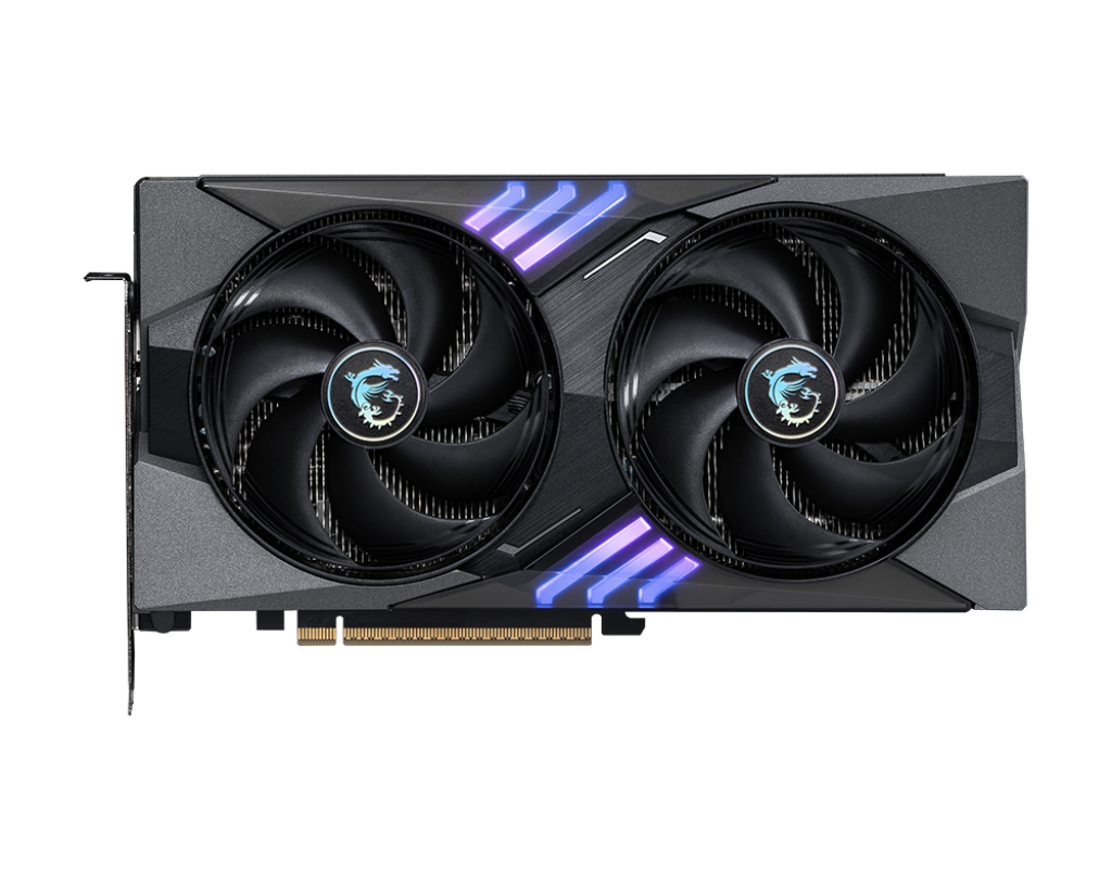 Tarjeta de video MSI GeForce RTX 5060 Ti Gaming OC vista frontal con ventiladores duales