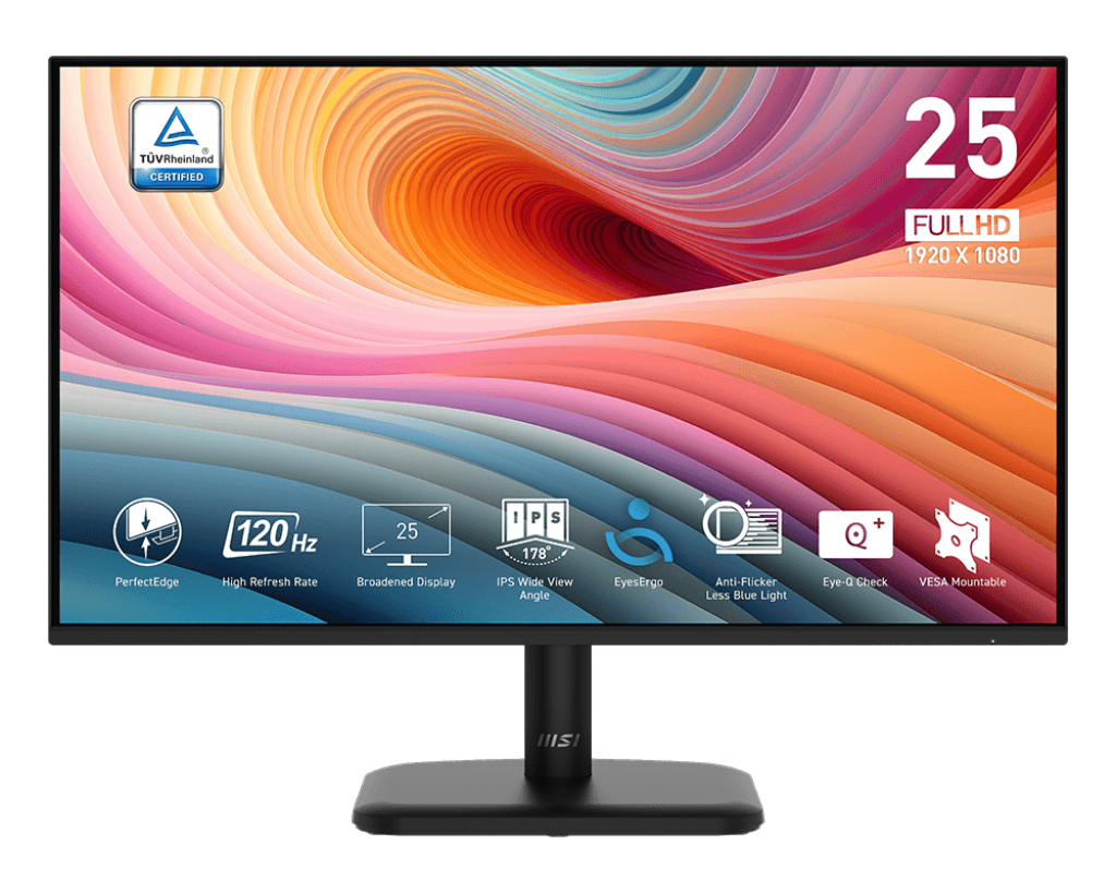 Monitor Gaming MSI PRO MP251L E2 24.5 pulgadas vista frontal Full HD 120Hz
