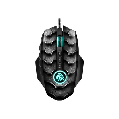 Mouse Gaming Sharkoon Drakonia II RGB vista frontal con iluminación LED activada