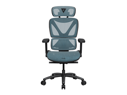 ThunderX3 XTC Chroma TEGC-3073101.B1 Silla de Oficina Ergonómica Azul/Negro con Malla Transpirable y Cuero PU
