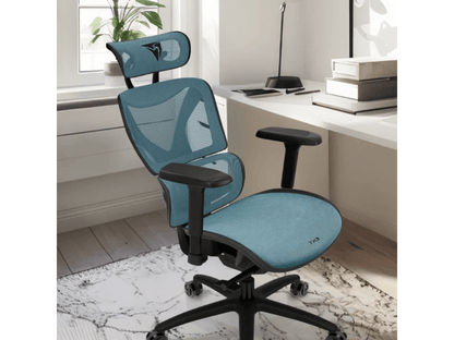 ThunderX3 XTC Chroma TEGC-3073101.B1 Silla de Oficina Ergonómica Azul/Negro con Malla Transpirable y Cuero PU
