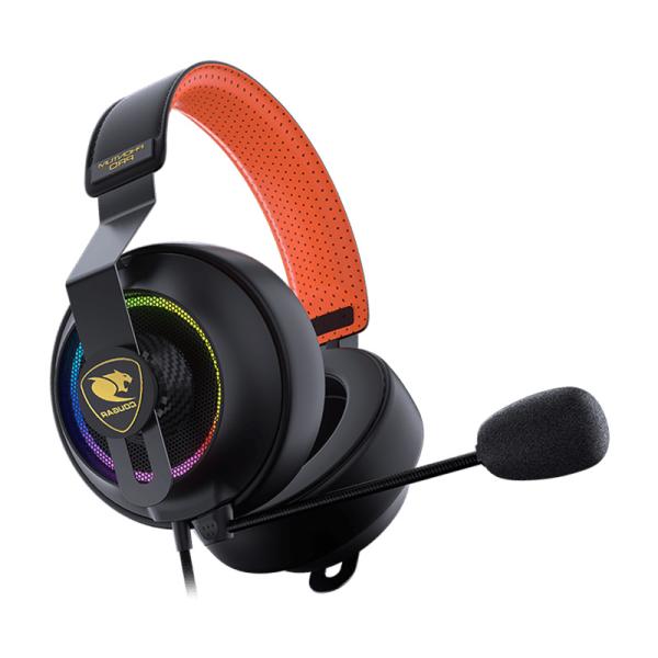 Headset gaming Cougar Phontum Pro Prix naranja con micrófono boom extraíble vista frontal