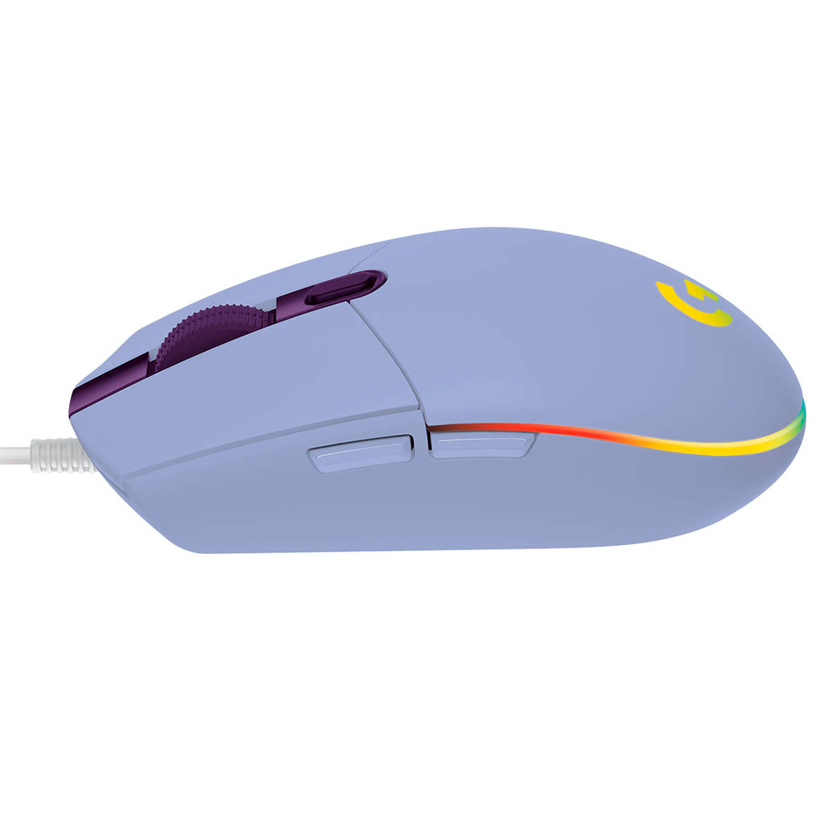 Mouse Gaming Logitech G203 vista lateral izquierda con cable alámbrico