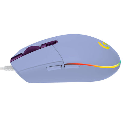 Mouse Gaming Logitech G203 vista lateral izquierda con cable alámbrico