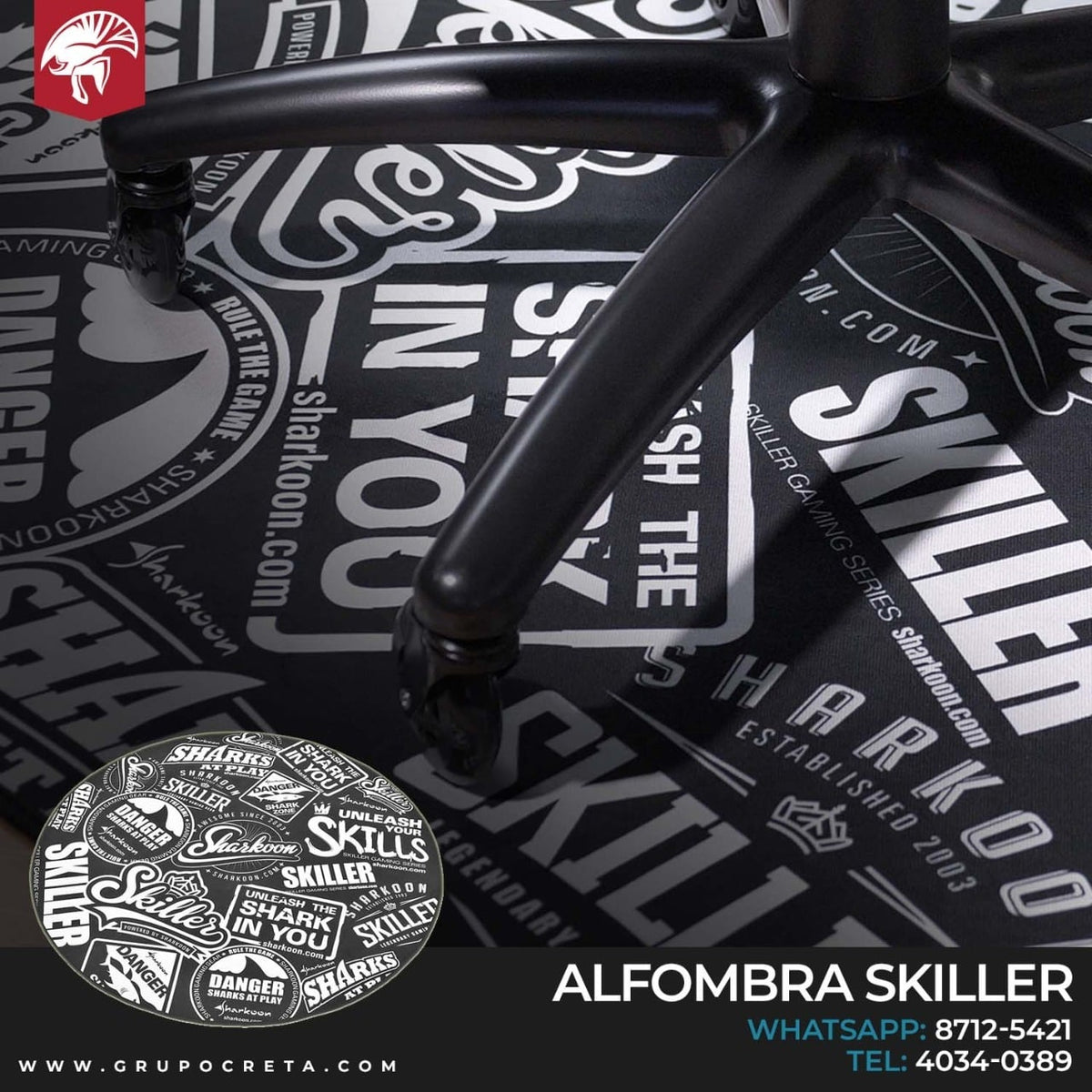 Alfombrilla Sharkoon Gaming Skiller SFM10 | Para Silla Gamer | Diseño Gamer | Antideslizante | 120cm