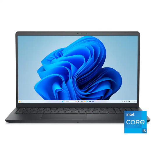 Laptop Dell 15.6 pulgadas cerrada vista frontal color negro