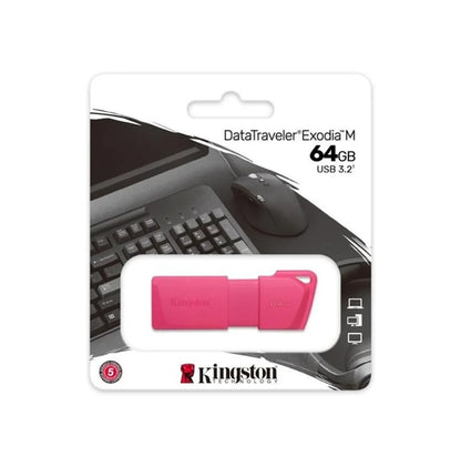 Memoria USB Kingston Exodia M | 64GB | USB 3.2 Gen 1 | Neon Pink | DTXM KC-U2L64-7LN