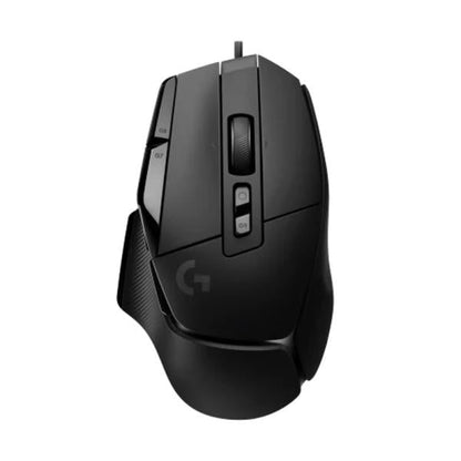 Mouse Gaming Logitech G502 X vista en ángulo diagonal con efectos de iluminación RGB personalizables