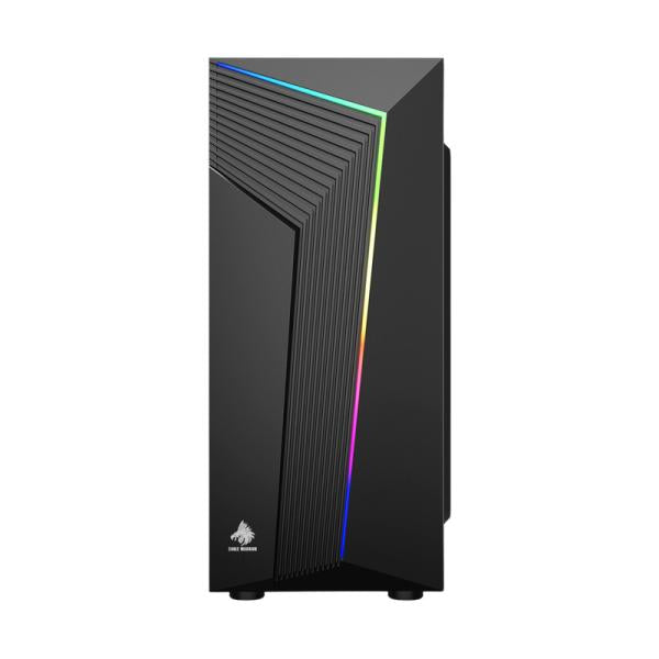 Case Gamer Eagle Warrior CG10AARA001C vista frontal con iluminación RGB y puertos USB