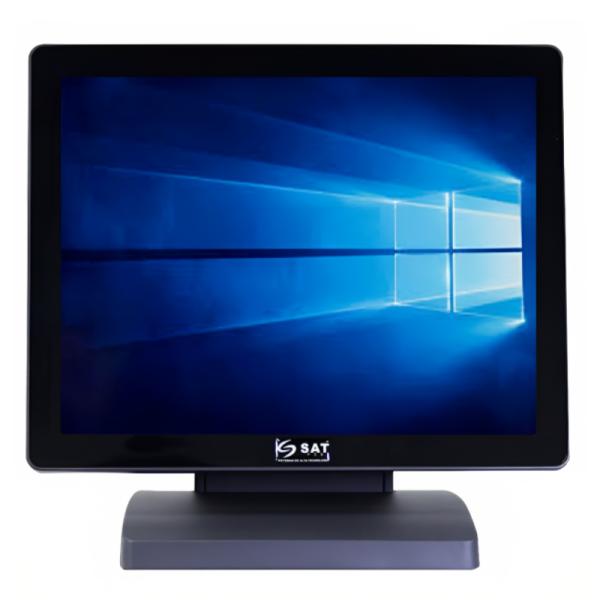 Monitor táctil SAT AMERICA 1053FPH de 15 pulgadas vista frontal con pantalla encendida