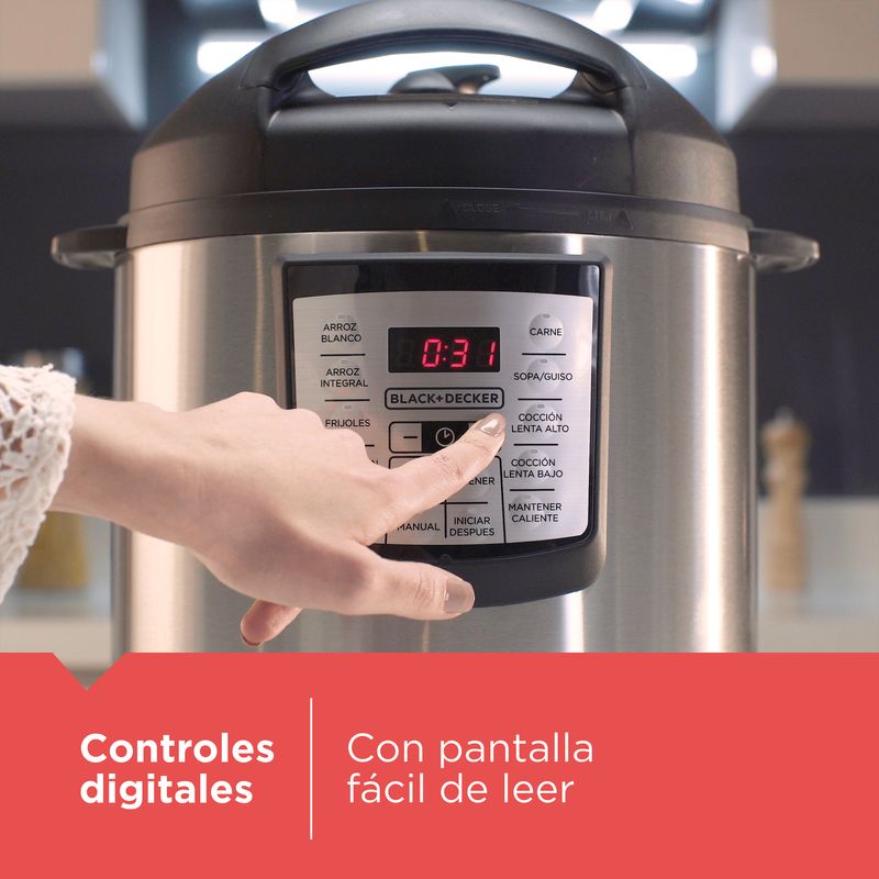 Black+Decker olla multiusos digital PR100SD, vista lateral