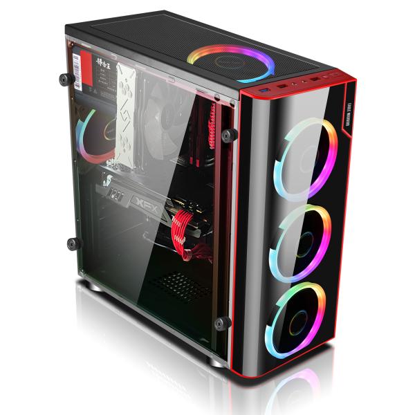 Case Gaming RGB Eagle Warrior CG06Z3RA001C Mid Tower vista frontal con panel acrílico y iluminación LED