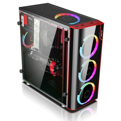 Case Gaming RGB Eagle Warrior CG06Z3RA001C Mid Tower vista frontal con panel acrílico y iluminación LED