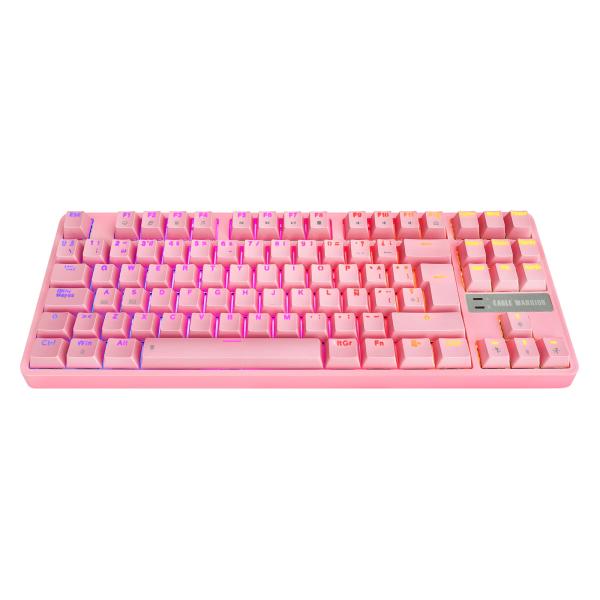 Teclado gaming mecánico Eagle Warrior TKL con iluminación RGB multicolor vista frontal