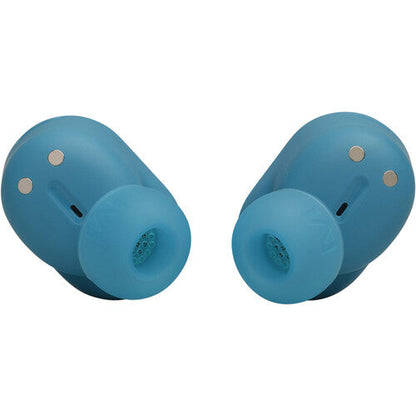 Vista frontal de los audífonos JBL Tune Buds 2 mostrando drivers de 10mm