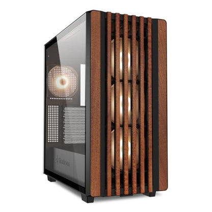Case Sharkoon Rebel C70G RGB | ATX | Mid Tower | 4 Ventiladores RGB PWM | Frente de Madera | Vidrio Templado | Negro