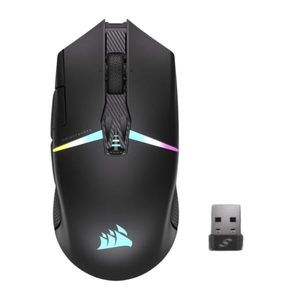 Mouse Gaming Corsair Nightsabre inalámbrico con retroiluminación RGB vista frontal