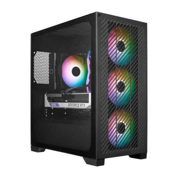 Case Gaming RGB Cooler Master Elite 301 vista frontal con malla y ventiladores 120mm iluminados