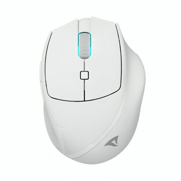 Mouse inalámbrico Sharkoon M25W junto a accesorios incluidos en empaque