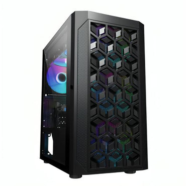 Case gamer Eagle Warrior CG06AKRA001C vista frontal con panel de malla y vidrio templado