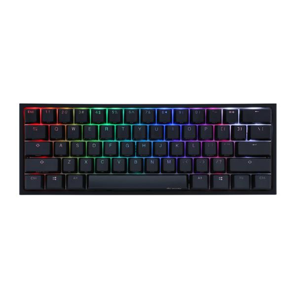 Teclado gaming RGB Ducky One 2 Pro Mini mecánico con switches café vista frontal completa
